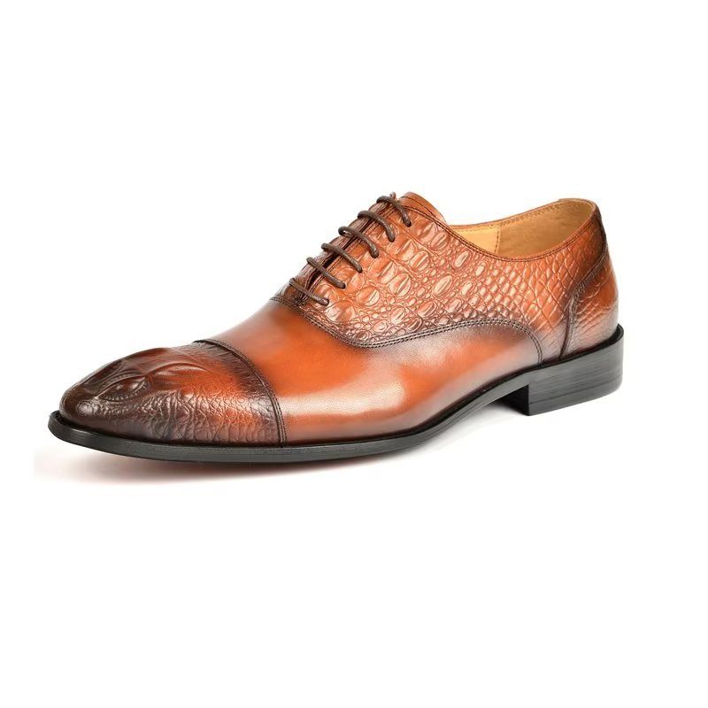 Męskie Buty Wizytowe Elegancja Oksfordy O Fakturze Krokodyla - Brązowy