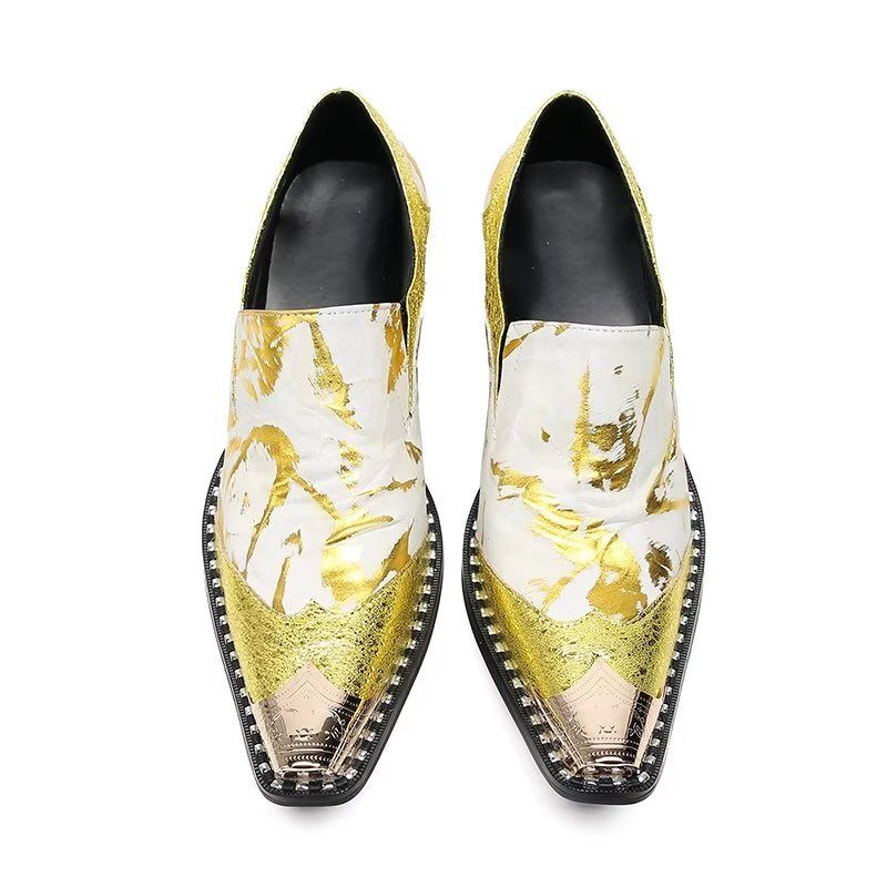 Męskie Buty Wizytowe Eleganckie Brytyjskie Skórzane Biznesowe Ze Szpiczastymi Noskami - Złoto