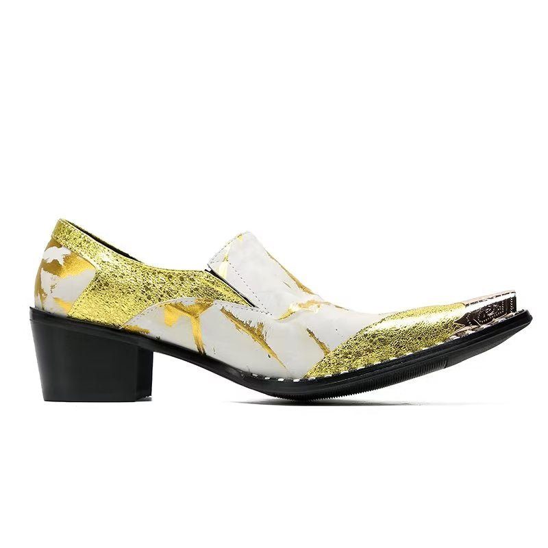 Męskie Buty Wizytowe Eleganckie Brytyjskie Skórzane Biznesowe Ze Szpiczastymi Noskami - Złoto