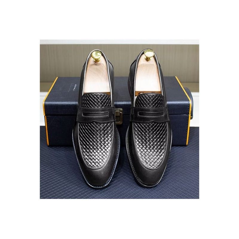 Męskie Buty Wizytowe Eleganckie Klasyczne Skórzane Półbuty Wsuwane Typu Brogue - Czarny