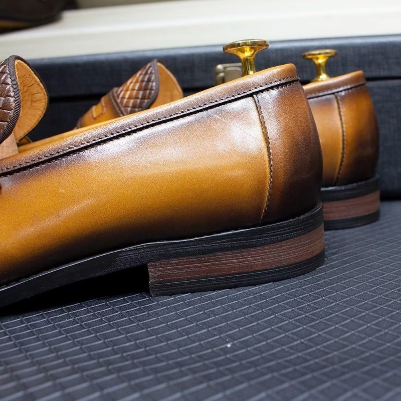 Męskie Buty Wizytowe Eleganckie Klasyczne Skórzane Półbuty Wsuwane Typu Brogue - Brązowy