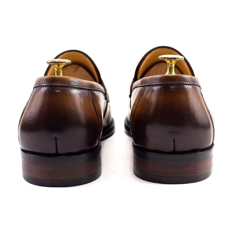 Męskie Buty Wizytowe Eleganckie Klasyczne Skórzane Półbuty Wsuwane Typu Brogue - Brązowy