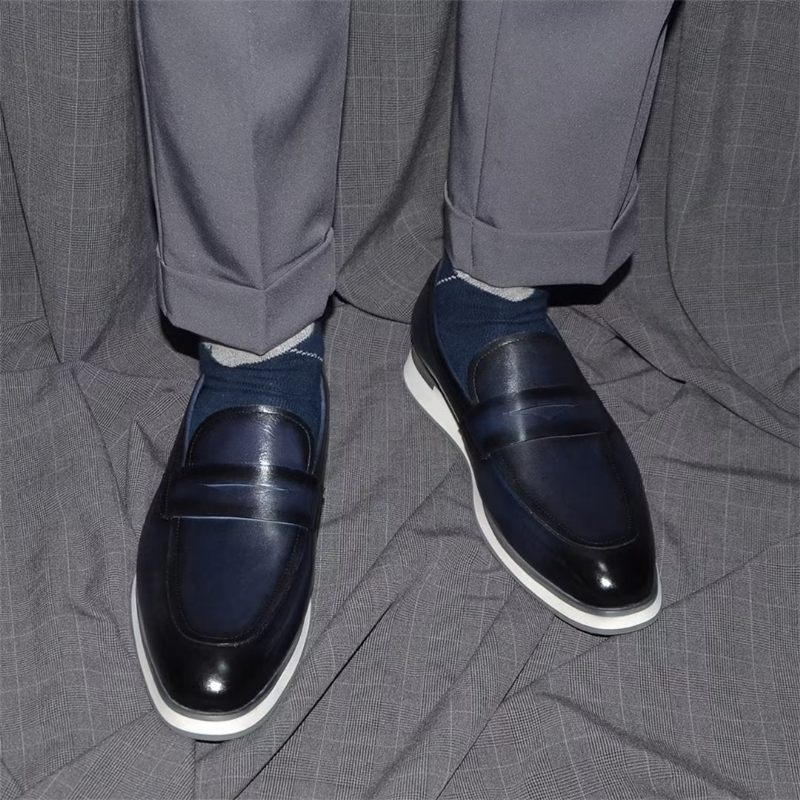 Męskie Buty Wizytowe Eleganckie Minimalistyczne Skórzane - Czarny