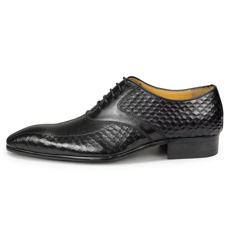Męskie Buty Wizytowe Eleganckie Skórzane Ślubne Z Akcentem - Czarny