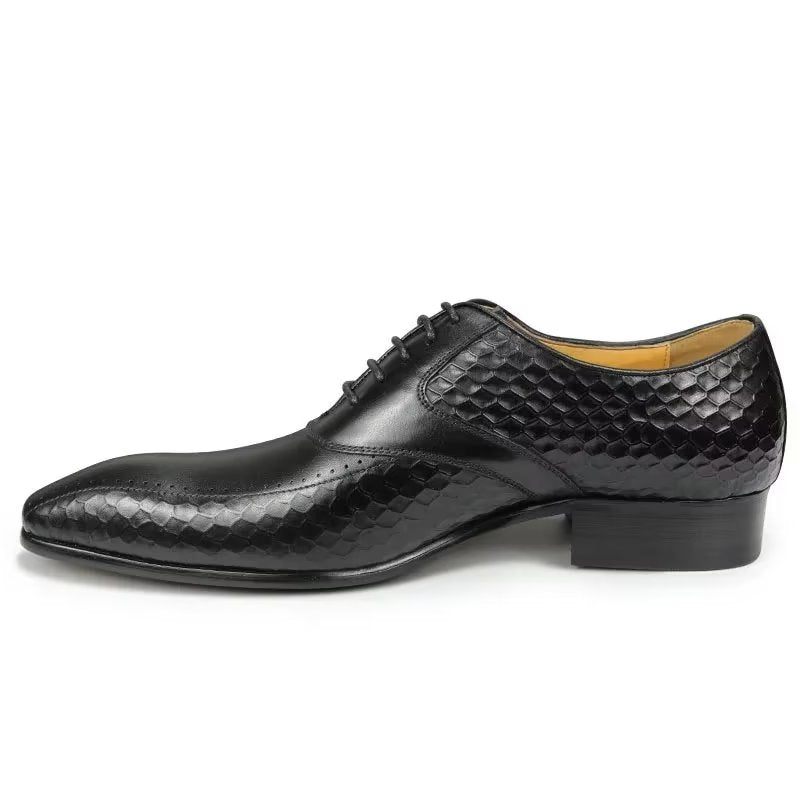 Męskie Buty Wizytowe Eleganckie Skórzane Ślubne Z Akcentem - Czarny