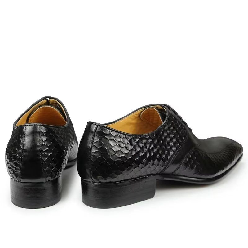 Męskie Buty Wizytowe Eleganckie Skórzane Ślubne Z Akcentem - Czarny