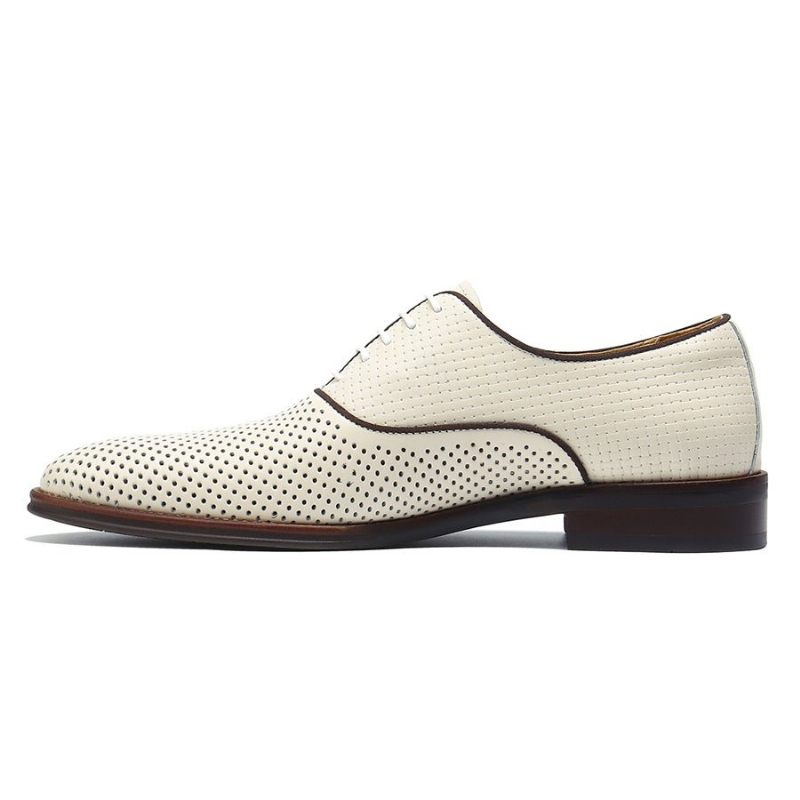 Męskie Buty Wizytowe Eleganckie Sznurowane Ślubne Ze Szpiczastymi Noskami - Biały
