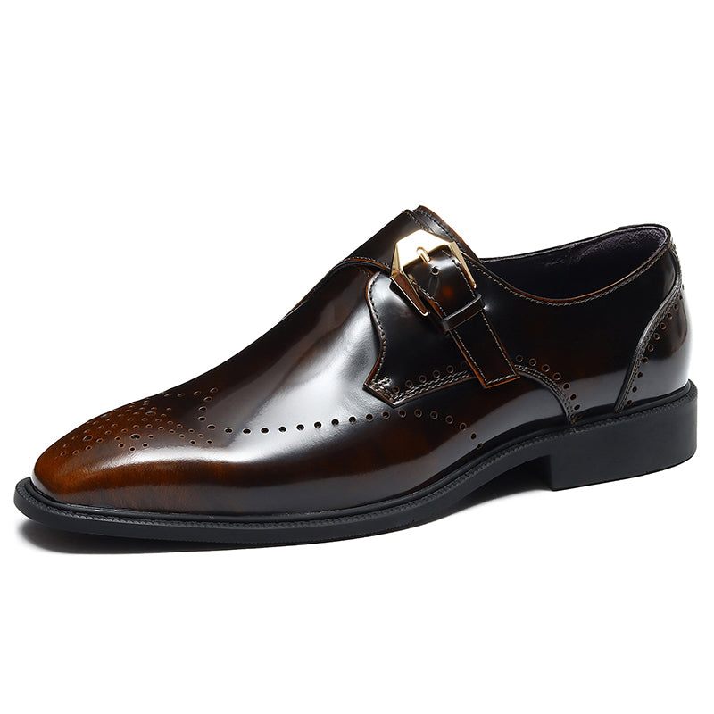 Męskie Buty Wizytowe Eleganckie Wsuwane Ślubne Ze Szpiczastym Noskiem - Brązowy