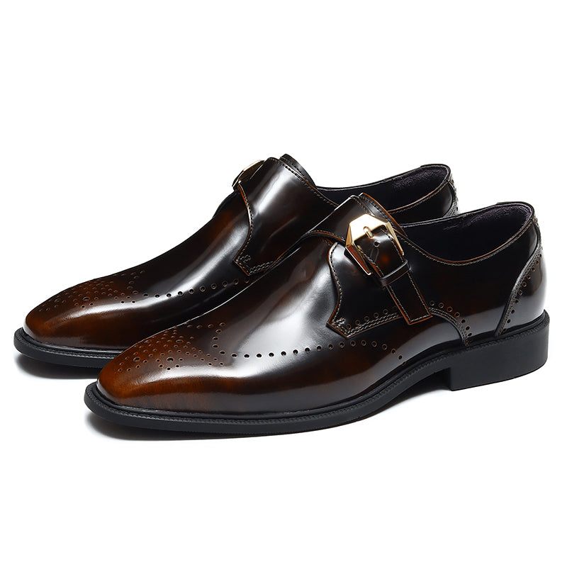 Męskie Buty Wizytowe Eleganckie Wsuwane Ślubne Ze Szpiczastym Noskiem - Brązowy