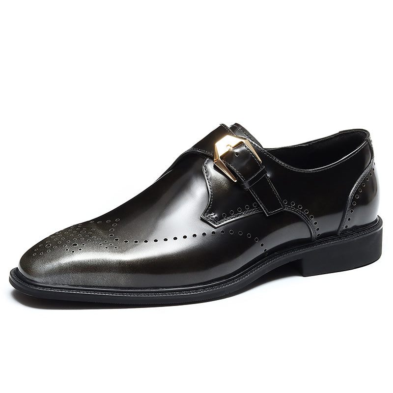 Męskie Buty Wizytowe Eleganckie Wsuwane Ślubne Ze Szpiczastym Noskiem - Brązowy