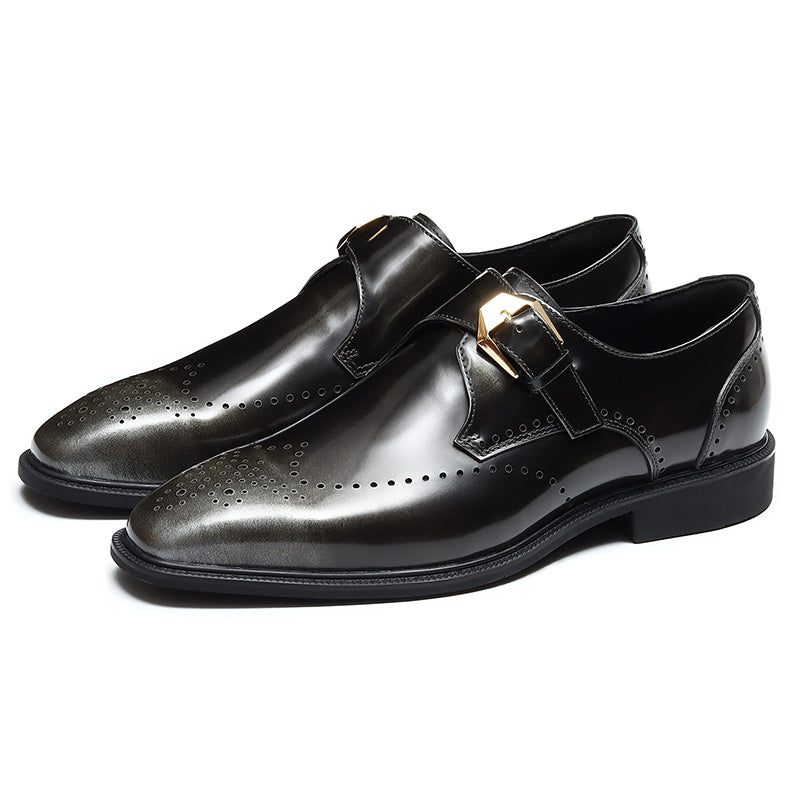 Męskie Buty Wizytowe Eleganckie Wsuwane Ślubne Ze Szpiczastym Noskiem - Brązowy