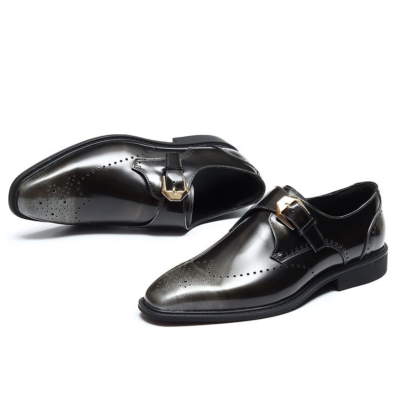 Męskie Buty Wizytowe Eleganckie Wsuwane Ślubne Ze Szpiczastym Noskiem - Brązowy