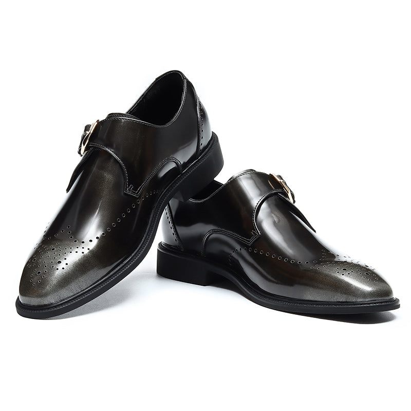 Męskie Buty Wizytowe Eleganckie Wsuwane Ślubne Ze Szpiczastym Noskiem - Brązowy