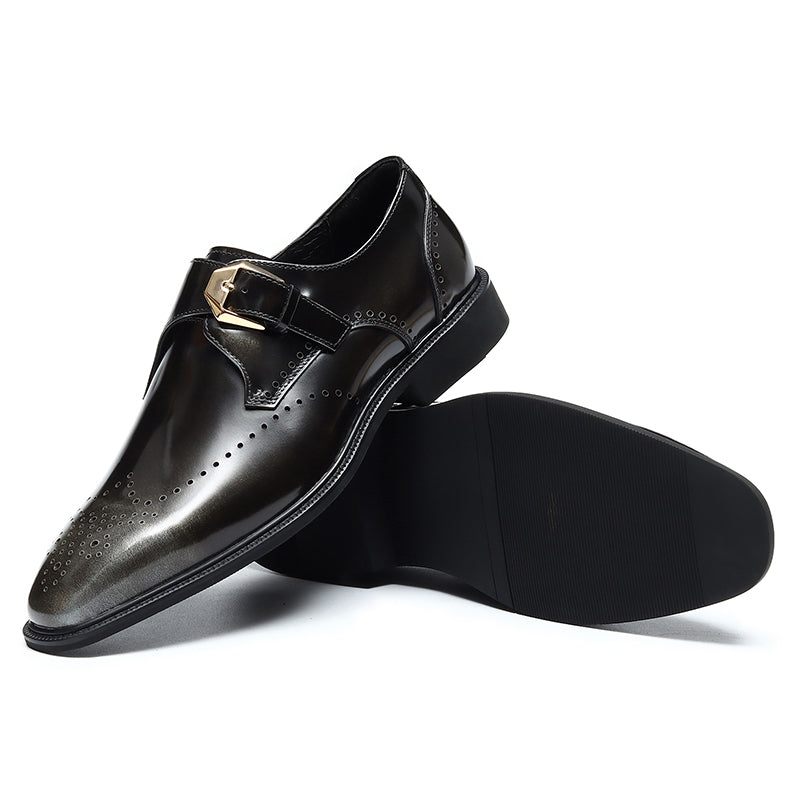 Męskie Buty Wizytowe Eleganckie Wsuwane Ślubne Ze Szpiczastym Noskiem - Brązowy