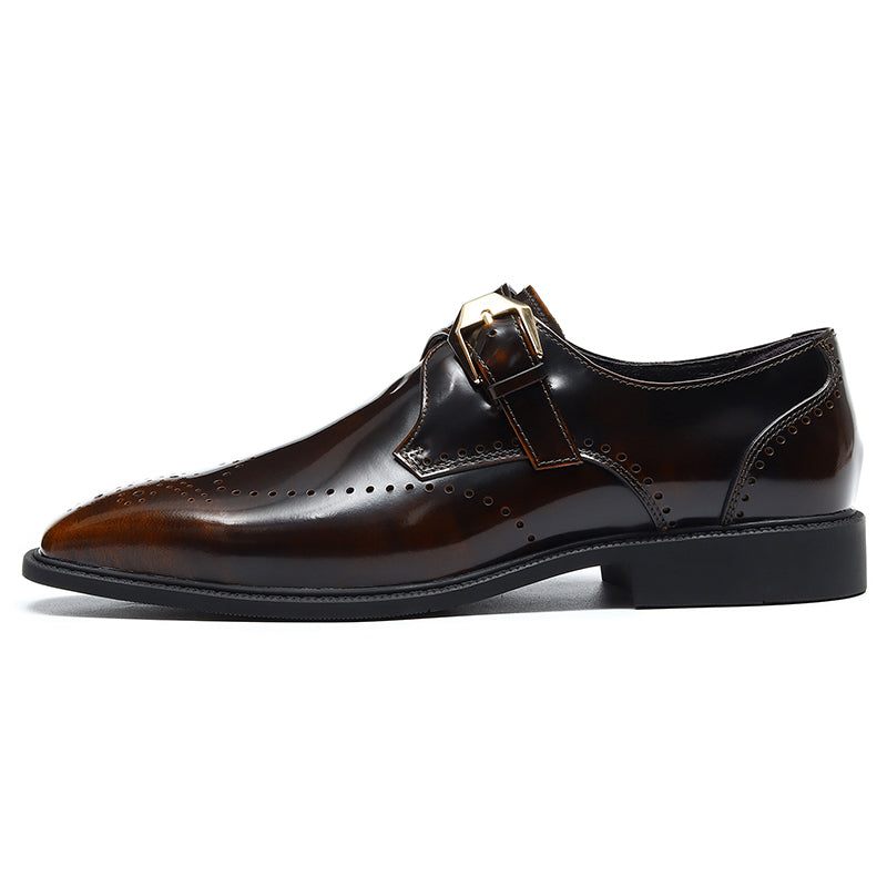 Męskie Buty Wizytowe Eleganckie Wsuwane Ślubne Ze Szpiczastym Noskiem - Brązowy