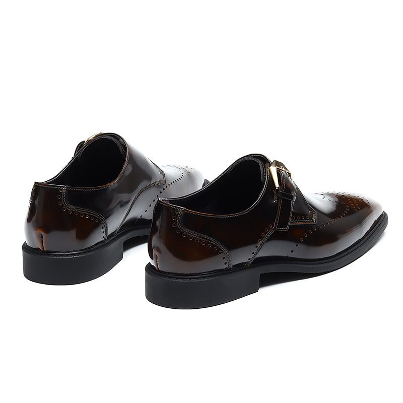 Męskie Buty Wizytowe Eleganckie Wsuwane Ślubne Ze Szpiczastym Noskiem - Brązowy