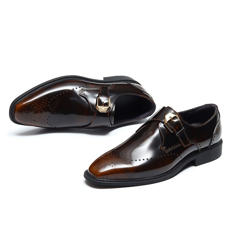 Męskie Buty Wizytowe Eleganckie Wsuwane Ślubne Ze Szpiczastym Noskiem - Brązowy