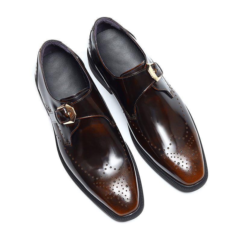 Męskie Buty Wizytowe Eleganckie Wsuwane Ślubne Ze Szpiczastym Noskiem - Brązowy