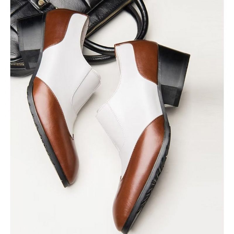 Męskie Buty Wizytowe Eleganckie Wsuwane Ze Szpiczastym Noskiem - Biały