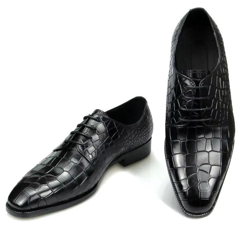 Męskie Buty Wizytowe Luksusowe Eleganckie Ze Skóry Krokodyla - Czarny