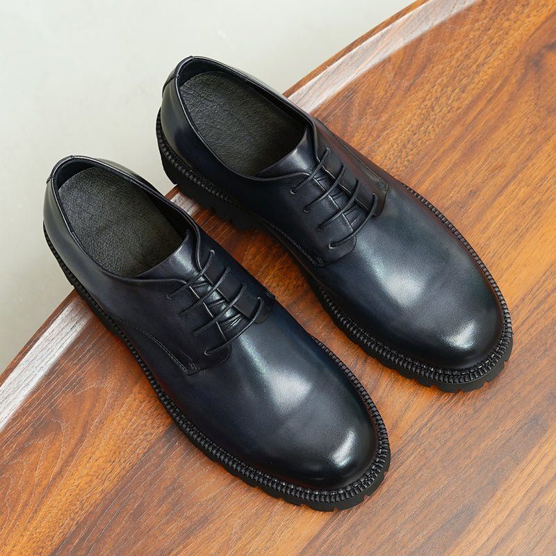 Męskie Buty Wizytowe Luksusowe Sznurowane Oxford Z Akcentami - Czarna
