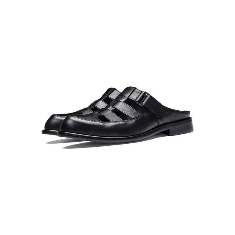 Męskie Buty Wizytowe Luksusowe Szpiczaste Eleganckie Skórzane Pantofle Biznesowe - Czarny 1