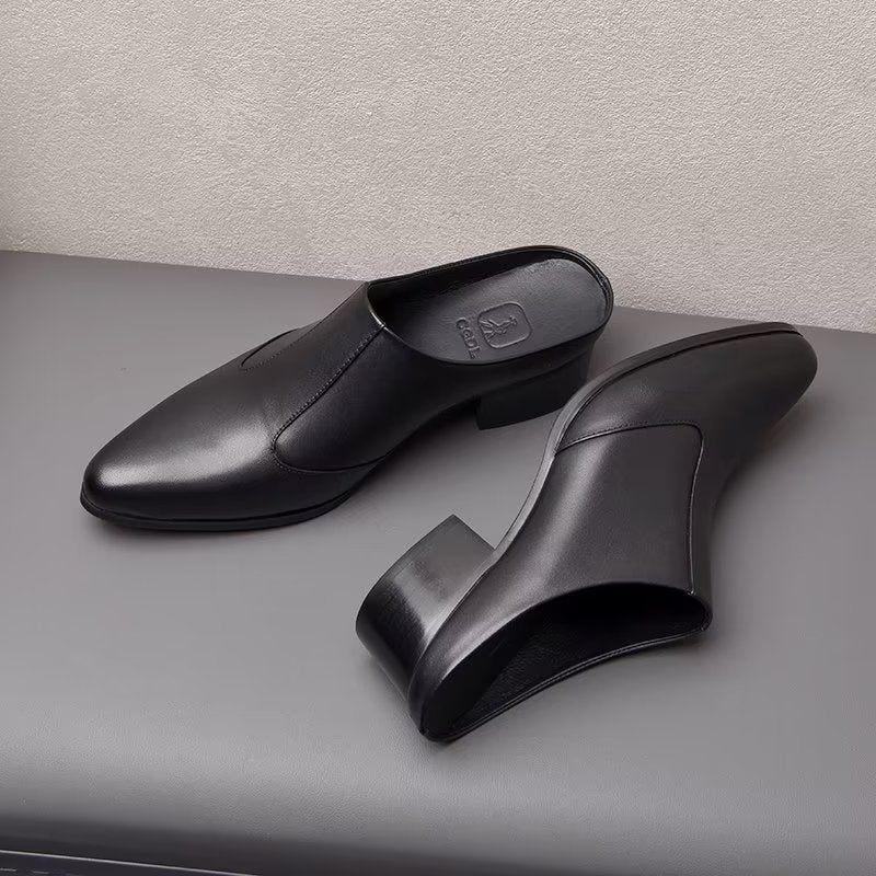 Męskie Buty Wizytowe Luksusowe Szpiczaste Eleganckie Skórzane Pantofle Biznesowe - Czarny 1