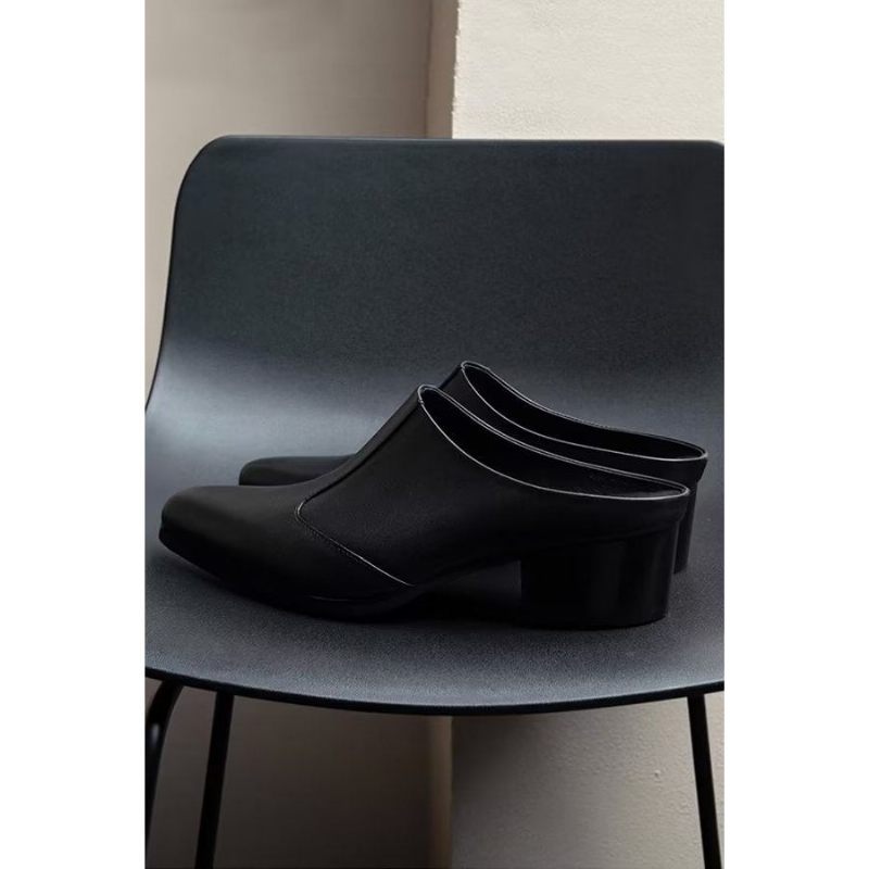 Męskie Buty Wizytowe Luksusowe Szpiczaste Eleganckie Skórzane Pantofle Biznesowe - Czarny 1