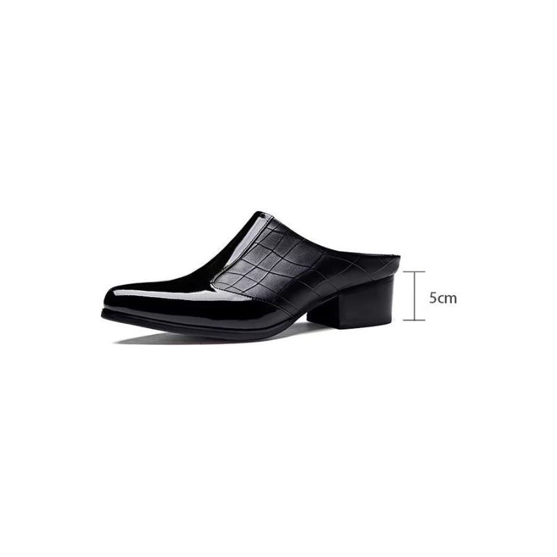 Męskie Buty Wizytowe Luksusowe Szpiczaste Eleganckie Skórzane Pantofle Biznesowe - Czarny 1