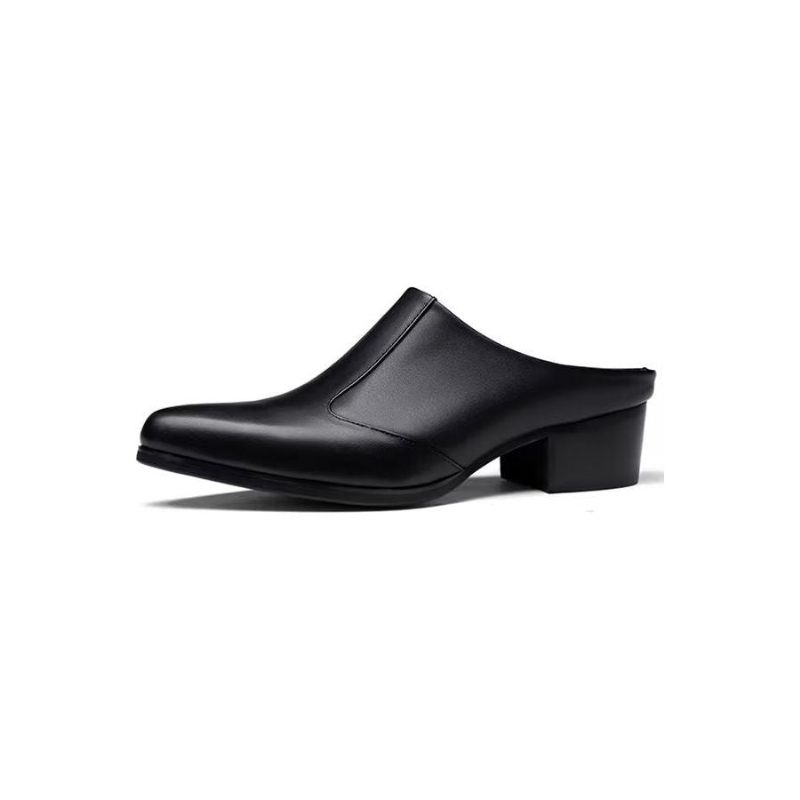 Męskie Buty Wizytowe Luksusowe Szpiczaste Eleganckie Skórzane Pantofle Biznesowe - Czarny 1