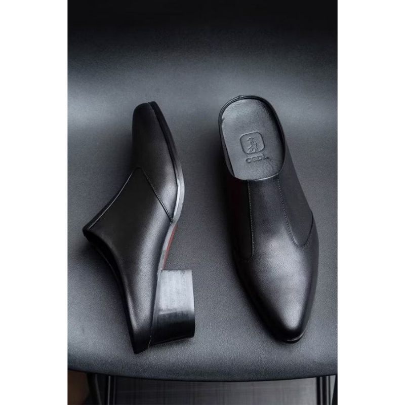 Męskie Buty Wizytowe Luksusowe Szpiczaste Eleganckie Skórzane Pantofle Biznesowe - Czarny 1