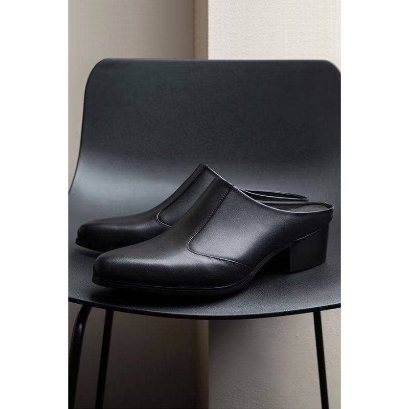 Męskie Buty Wizytowe Luksusowe Szpiczaste Eleganckie Skórzane Pantofle Biznesowe - Czarny 1