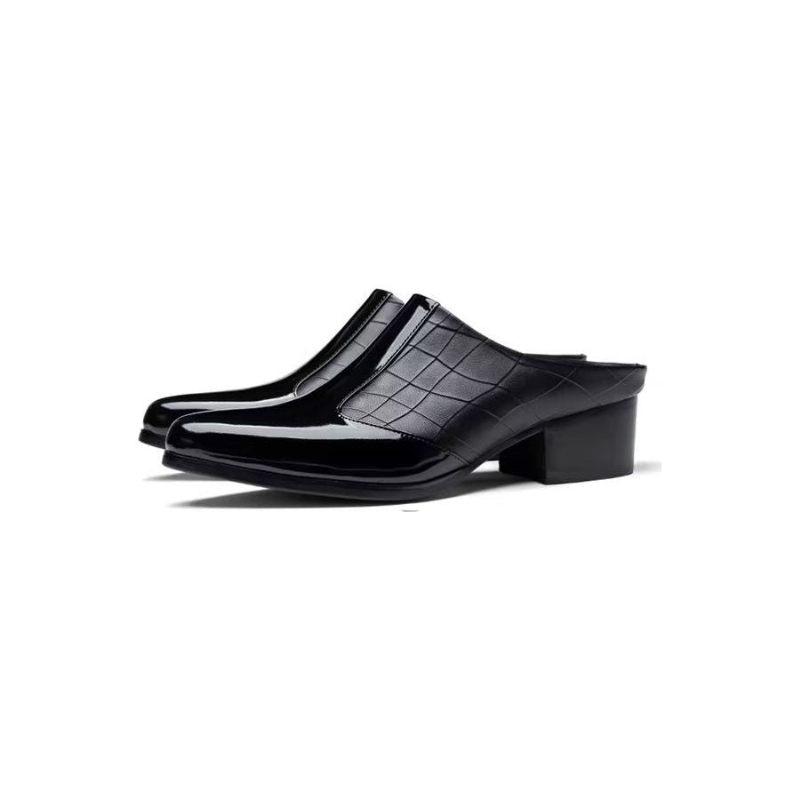 Męskie Buty Wizytowe Luksusowe Szpiczaste Eleganckie Skórzane Pantofle Biznesowe - Czarny 1