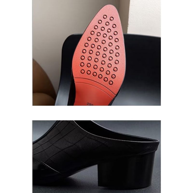 Męskie Buty Wizytowe Luksusowe Szpiczaste Eleganckie Skórzane Pantofle Biznesowe - Czarny 1