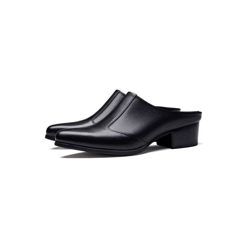 Męskie Buty Wizytowe Luksusowe Szpiczaste Eleganckie Skórzane Pantofle Biznesowe - Czarny 1