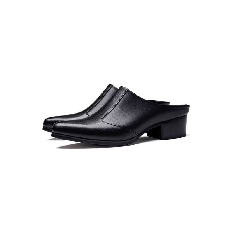 Męskie Buty Wizytowe Luksusowe Szpiczaste Eleganckie Skórzane Pantofle Biznesowe - Czarny 1