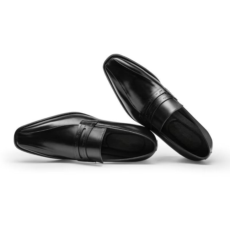 Męskie Buty Wizytowe Luksusowe Wsuwane Ze Skóry Bydlęcej - Czarna