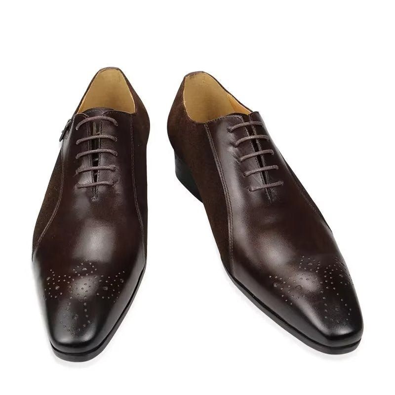Męskie Buty Wizytowe Modne Ślubne Ze Skóry Naturalnej - Kawa