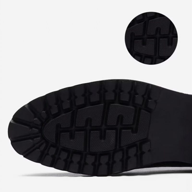 Męskie Buty Wizytowe Okrągłe Noski Derby Dress Shoes - Czarna