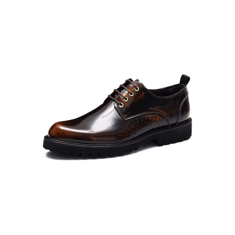 Męskie Buty Wizytowe Okrągłe Noski Derby Dress Shoes - Kawa