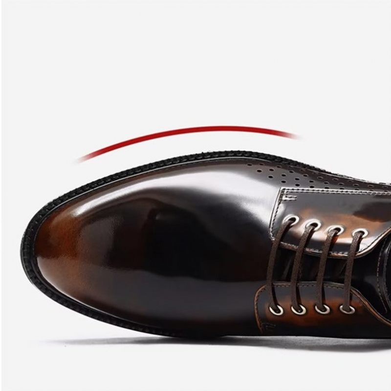 Męskie Buty Wizytowe Okrągłe Noski Derby Dress Shoes - Kawa