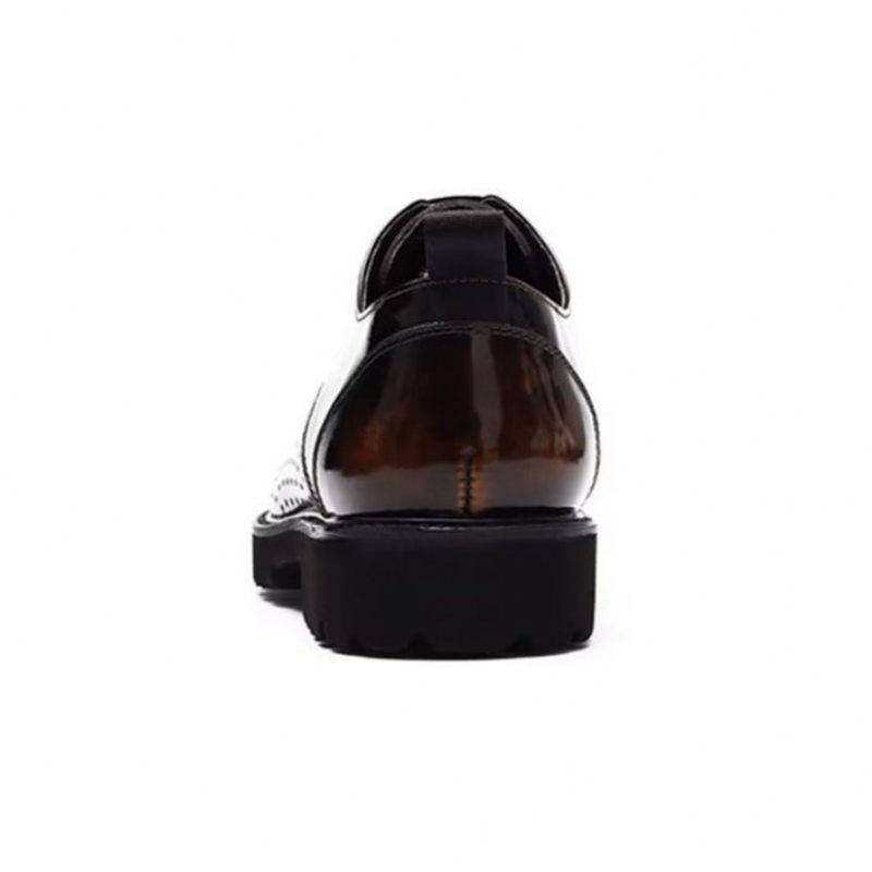 Męskie Buty Wizytowe Okrągłe Noski Derby Dress Shoes - Kawa