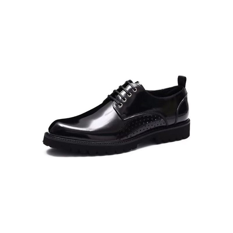 Męskie Buty Wizytowe Okrągłe Noski Derby Dress Shoes - Czarna