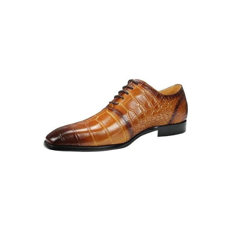 Męskie Buty Wizytowe Oksfordy Z Wytłoczonym Szpiczastym Noskiem