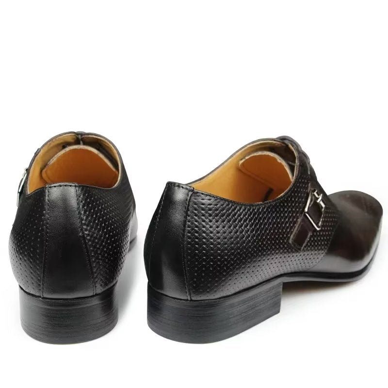 Męskie Buty Wizytowe Oryginalne Skórzane Eleganckie Ślubne Brogue - Kawa