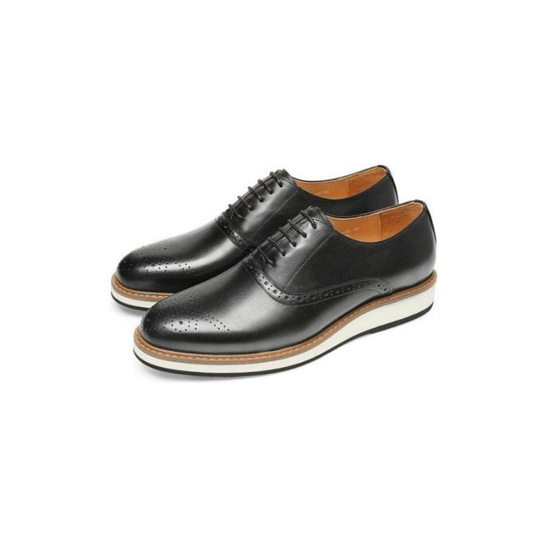 Męskie Buty Wizytowe Skóra Bydlęca Designerskie Sznurowane - Czarna