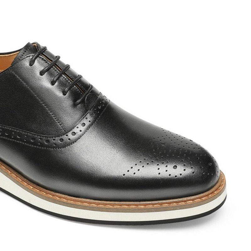 Męskie Buty Wizytowe Skóra Bydlęca Designerskie Sznurowane - Czarna