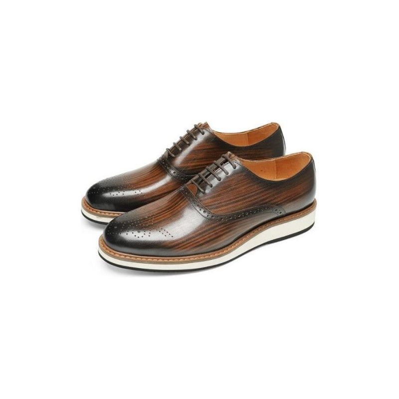 Męskie Buty Wizytowe Skóra Bydlęca Designerskie Sznurowane - Kawa