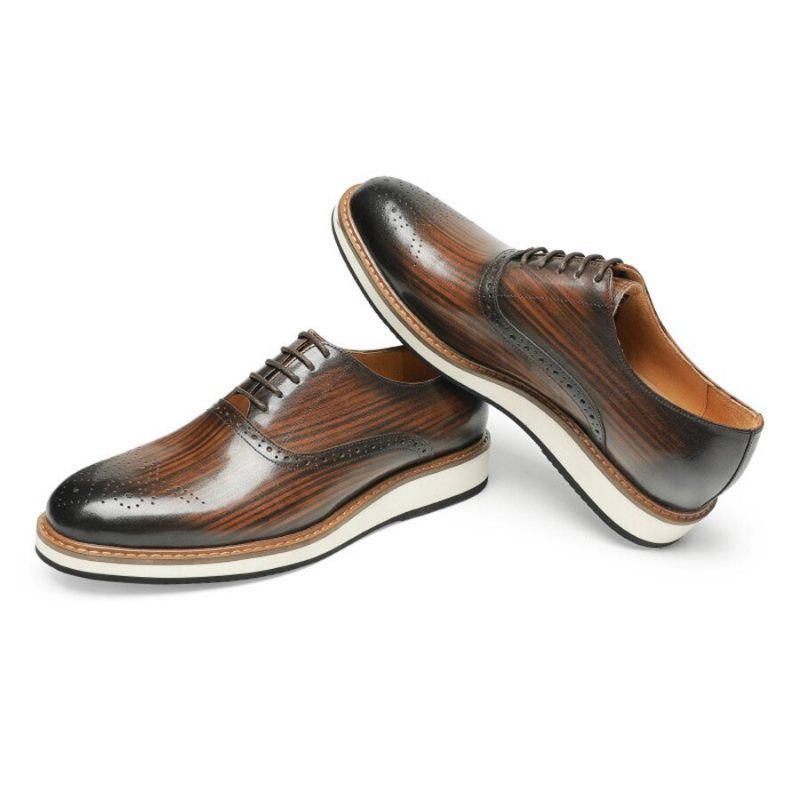 Męskie Buty Wizytowe Skóra Bydlęca Designerskie Sznurowane - Kawa