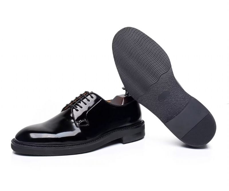 Męskie Buty Wizytowe Sznurowane Ze Skóry Bydlęcej - Czarny1